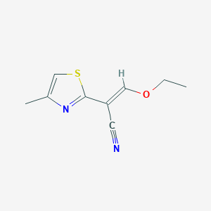 molecular formula C9H10N2OS B13262077 (2E)-3-Ethoxy-2-(4-methyl-1,3-thiazol-2-yl)prop-2-enenitrile 