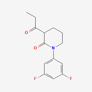 molecular formula C14H15F2NO2 B13262158 1-(3,5-Difluorophenyl)-3-propanoylpiperidin-2-one 