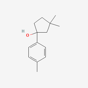 molecular formula C14H20O B13262175 3,3-Dimethyl-1-(4-methylphenyl)cyclopentan-1-OL 