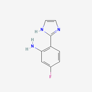 molecular formula C9H8FN3 B13262186 5-Fluoro-2-(1H-imidazol-2-YL)aniline 