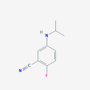 molecular formula C10H11FN2 B13262229 2-Fluoro-5-[(propan-2-yl)amino]benzonitrile 