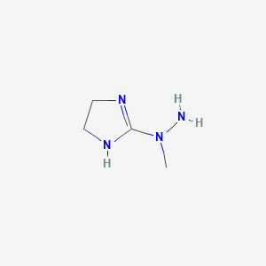 molecular formula C4H10N4 B13262431 2-(1-methylhydrazin-1-yl)-4,5-dihydro-1H-imidazole 