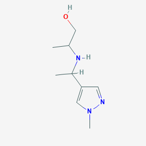 molecular formula C9H17N3O B13262453 2-{[1-(1-methyl-1H-pyrazol-4-yl)ethyl]amino}propan-1-ol 