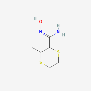 molecular formula C6H12N2OS2 B13262479 N'-Hydroxy-3-methyl-1,4-dithiane-2-carboximidamide 