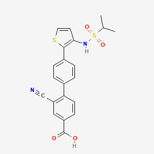 molecular formula C21H18N2O4S2 B1326259 2-氰基-4'-(3-(1-甲基乙基磺酰氨基)噻吩-2-基)-[1,1'-联苯]-4-羧酸 CAS No. 942597-98-0