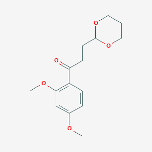 molecular formula C15H20O5 B1326353 2',4'-二甲氧基-3-(1,3-二氧杂环-2-基)丙基苯酮 CAS No. 884504-41-0