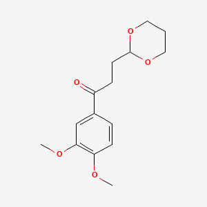 molecular formula C15H20O5 B1326355 3',4'-二甲氧基-3-(1,3-二氧杂环-2-基)苯丙酮 CAS No. 884504-43-2