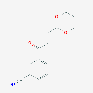 molecular formula C14H15NO3 B1326359 3'-氰基-3-(1,3-二氧杂环-2-基)丙基苯酮 CAS No. 898756-70-2