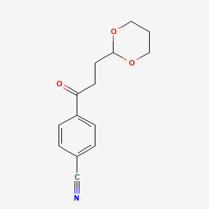 molecular formula C14H15NO3 B1326360 4'-Cyano-3-(1,3-dioxan-2-YL)propiophenone CAS No. 898756-72-4