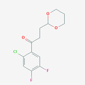molecular formula C13H13ClF2O3 B1326367 2'-Chloro-4',5'-difluoro-3-(1,3-dioxan-2-yl)-propiophenone CAS No. 898757-29-4