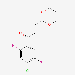 molecular formula C13H13ClF2O3 B1326370 4'-Chloro-2',5'-difluoro-3-(1,3-dioxan-2-YL)-propiophenone CAS No. 898757-38-5