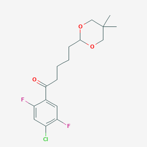 B1326371 4'-Chloro-2',5'-difluoro-5-(5,5-dimethyl-1,3-dioxan-2-YL)valerophenone CAS No. 898757-44-3