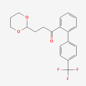 molecular formula C20H19F3O3 B1326372 3-(1,3-二氧戊环-2-基)-2'-[(4-三氟甲基)苯基]丙酮苯 CAS No. 898757-56-7