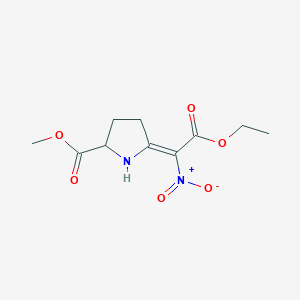 molecular formula C10H14N2O6 B13264093 Methyl5-(2-ethoxy-1-nitro-2-oxoethylidene)pyrrolidine-2-carboxylate 