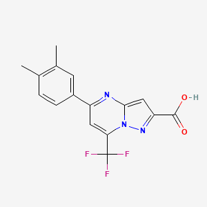 molecular formula C16H12F3N3O2 B1326589 5-(3,4-Dimethylphenyl)-7-(trifluoromethyl)pyrazolo[1,5-a]pyrimidine-2-carboxylic acid CAS No. 848436-25-9