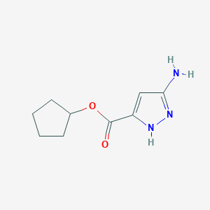 molecular formula C9H13N3O2 B13266054 cyclopentyl 3-amino-1H-pyrazole-5-carboxylate 