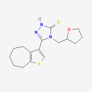 molecular formula C16H21N3OS2 B1326641 5-(5,6,7,8-tetrahydro-4H-cyclohepta[b]thien-3-yl)-4-(tetrahydrofuran-2-ylmethyl)-4H-1,2,4-triazole-3-thiol CAS No. 956576-86-6