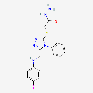 molecular formula C17H17IN6OS B1326658 2-[(5-{[(4-iodophenyl)amino]methyl}-4-phenyl-4H-1,2,4-triazol-3-yl)thio]acetohydrazide CAS No. 1071351-15-9