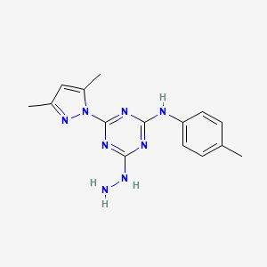 4-(3,5-dimethyl-1H-pyrazol-1-yl)-6-hydrazino-N-(4-methylphenyl)-1,3,5-triazin-2-amine