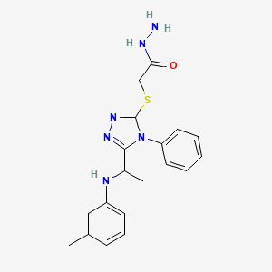 molecular formula C19H22N6OS B1326671 2-[(5-{1-[(3-methylphenyl)amino]ethyl}-4-phenyl-4H-1,2,4-triazol-3-yl)thio]acetohydrazide CAS No. 1071368-77-8
