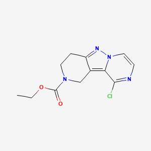 molecular formula C12H13ClN4O2 B13266800 Ethyl 3-chloro-4,7,8,12-tetraazatricyclo[7.4.0.0,2,7]trideca-1,3,5,8-tetraene-12-carboxylate 