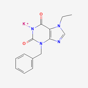 molecular formula C14H13KN4O2 B13267349 potassium;3-benzyl-7-ethylpurin-1-ide-2,6-dione 