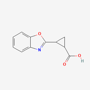 molecular formula C11H9NO3 B1326784 2-(1,3-苯并恶唑-2-基)环丙烷羧酸 CAS No. 1142214-36-5