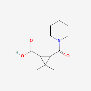 molecular formula C12H19NO3 B1326805 2,2-Dimethyl-3-(piperidin-1-ylcarbonyl)-cyclopropanecarboxylic acid CAS No. 1142215-00-6