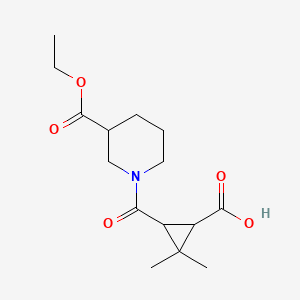 molecular formula C15H23NO5 B1326809 3-{[3-(Ethoxycarbonyl)piperidin-1-yl]carbonyl}-2,2-dimethylcyclopropanecarboxylic acid CAS No. 1186647-30-2