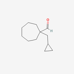 1-(Cyclopropylmethyl)cycloheptane-1-carbaldehyde