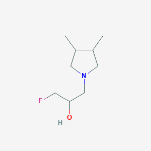 molecular formula C9H18FNO B13268671 1-(3,4-Dimethylpyrrolidin-1-yl)-3-fluoropropan-2-ol 