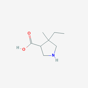 molecular formula C8H15NO2 B13268731 4-Ethyl-4-methylpyrrolidine-3-carboxylic acid 