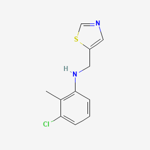 molecular formula C11H11ClN2S B13268745 3-chloro-2-methyl-N-(1,3-thiazol-5-ylmethyl)aniline 