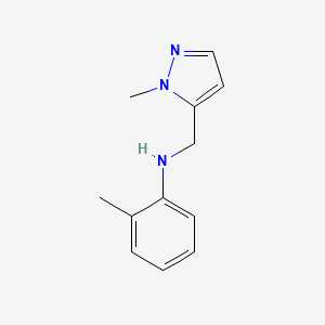 molecular formula C12H15N3 B13268891 2-Methyl-N-[(1-methyl-1H-pyrazol-5-yl)methyl]aniline 