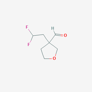 molecular formula C7H10F2O2 B13268922 3-(2,2-Difluoroethyl)oxolane-3-carbaldehyde 