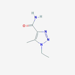 molecular formula C6H10N4O B13268957 1-Ethyl-5-methyl-1H-1,2,3-triazole-4-carboxamide 