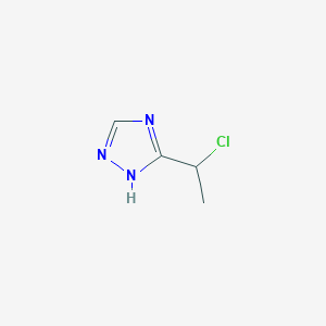 molecular formula C4H6ClN3 B13269132 3-(1-Chloroethyl)-4H-1,2,4-triazole 