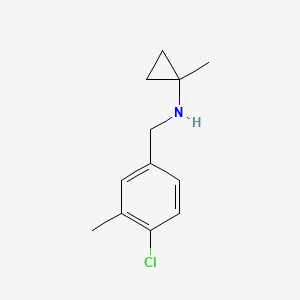 molecular formula C12H16ClN B13269165 N-[(4-Chloro-3-methylphenyl)methyl]-1-methylcyclopropan-1-amine 