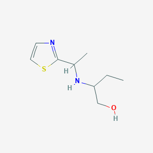 molecular formula C9H16N2OS B13269339 2-{[1-(1,3-Thiazol-2-yl)ethyl]amino}butan-1-ol 