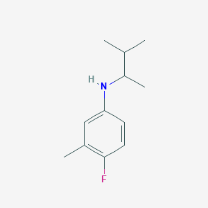 molecular formula C12H18FN B13269423 4-fluoro-3-methyl-N-(3-methylbutan-2-yl)aniline 