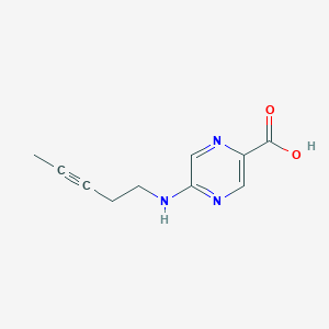 molecular formula C10H11N3O2 B13269513 5-[(Pent-3-yn-1-yl)amino]pyrazine-2-carboxylic acid 