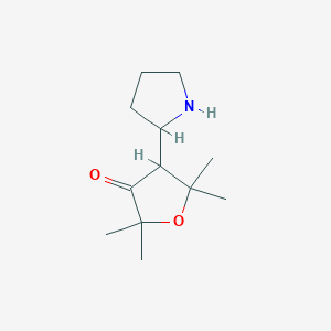 molecular formula C12H21NO2 B13269639 2,2,5,5-Tetramethyl-4-(pyrrolidin-2-YL)oxolan-3-one 