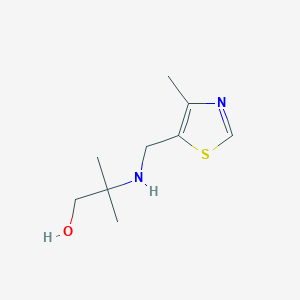 molecular formula C9H16N2OS B13269906 2-Methyl-2-{[(4-methyl-1,3-thiazol-5-yl)methyl]amino}propan-1-ol 