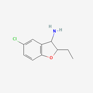 molecular formula C10H12ClNO B13270010 5-Chloro-2-ethyl-2,3-dihydro-1-benzofuran-3-amine 