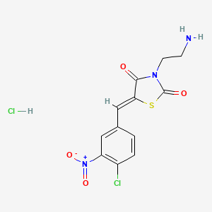 molecular formula C12H11Cl2N3O4S B13270285 (5Z)-3-(2-aminoethyl)-5-(4-chloro-3-nitrobenzylidene)-1,3-thiazolidine-2,4-dione hydrochloride 