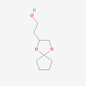 molecular formula C9H16O3 B13270358 2-{1,4-Dioxaspiro[4.4]nonan-2-yl}ethan-1-ol 