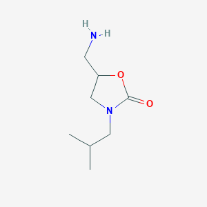 molecular formula C8H16N2O2 B13270409 5-(Aminomethyl)-3-(2-methylpropyl)-1,3-oxazolidin-2-one 