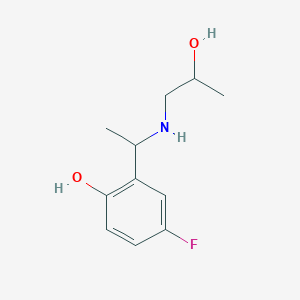 molecular formula C11H16FNO2 B13270476 4-Fluoro-2-{1-[(2-hydroxypropyl)amino]ethyl}phenol 