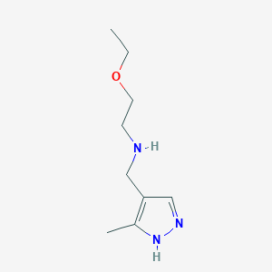 molecular formula C9H17N3O B13270499 (2-Ethoxyethyl)[(3-methyl-1H-pyrazol-4-yl)methyl]amine 