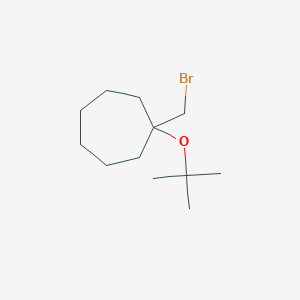 molecular formula C12H23BrO B13270576 1-(Bromomethyl)-1-(tert-butoxy)cycloheptane 